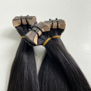 Wholesale Raw Vietnamese Double Drawn <b>Tape</b> <b>Extensions</b> Jerry Curl Natural Straight 1B Color 40 Pieces Natural Texture Single - Product Image 3