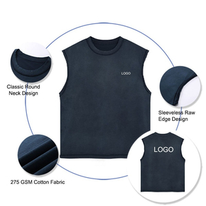 Wholesale Acid Wash Stylist Unisex Summer Loose Design 275g Cotton Tank Top 100% Cotton Edge <b>Vest</b> Sleeveless T-shirts - Product Image 2