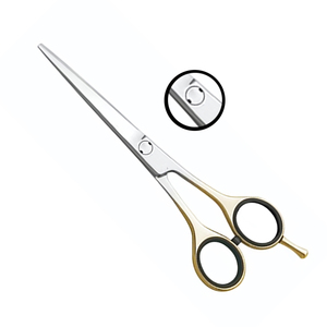 Ciseaux de coiffeur professionnels couleur argent avec manche doré, lames en acier inoxydable ultra-affûtées pour la coupe de cheveux en salon - Product Image 6