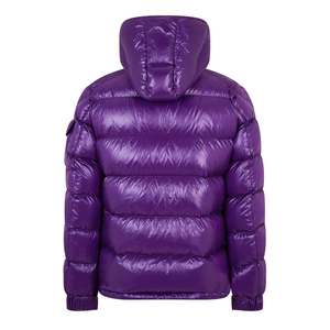 Men's Purple Hooded Puffer <b>Jacket</b> Reversible Waterproof Polyester Filled Casual Winter Coat Regular Fit Zipper Closure Front - Product Image 2