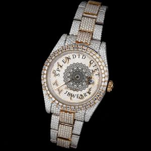 Splendide montre pour homme avec diamants, 28 mm, moissanite, argent, mouvement ETA, quartz analogique, cristal saphir, résistance à l'eau 10 m - Product Image 1