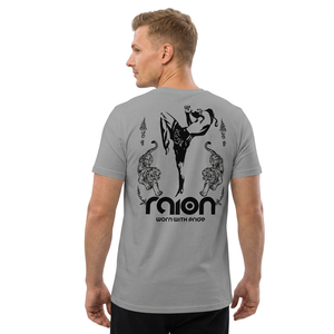 T-shirt à manches courtes gris pour homme Raion, col rond, jersey en coton, décontracté, respirant, imprimé avec un motif de lettres, logo sur le devant, séchage rapide BD - Product Image 5