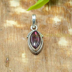 Colgante de Granate Rojo Natural Hecho a Mano con Engaste de Bisel en Plata de Ley 925 con Forma de Marquesa, Joyería Fina para Mujer al por Mayor - Product Image 5