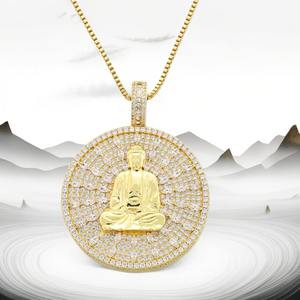 Colgante de Plata de Ley 925 con Diseño 3D Estilo Hip Hop, Cultura Budista, con Diamante Moissanita - Product Image 1