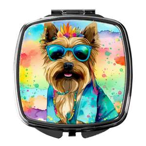 Cairn Terrier Hippie Dawg compacto plegable espejo de maquillaje de mano decorativo regalo de viaje para mujeres y niñas tamaño de bolsillo - Product Image 1