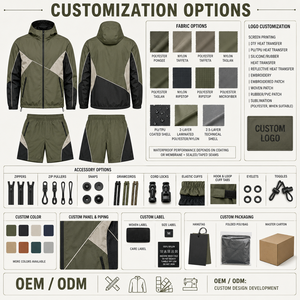 Conjunto de Chaqueta y Pantalones Cortos para Hombre ODM, Cortavientos con Forro de Malla, Transpirable, de Nailon Ripstop, Traje Deportivo, Proveedor de Logotipos Personalizados - Product Image 4