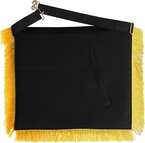 Past Commander Knights Templar Commandery <b>Apron</b> - <b>Black</b> With Gold Fringe Fabric type Leather - Product Image 4