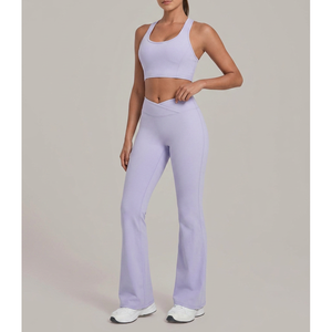 Ensemble 2 pièces de sport 2026 : Soutien-gorge de sport ajustable grande taille et Legging de yoga respirant à taille croisée pour la gym et le fitness (vente en gros) - Product Image 1