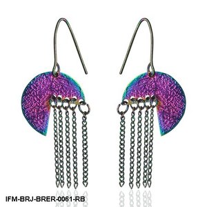 Boucles d'oreilles tendance en laiton PVD arc-en-ciel, breloques géométriques faites à la main, pampilles pendantes sans plomb, avec crochet de pêche, pour occasions festives - Product Image 1