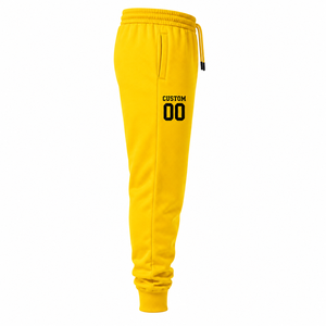 Custom <b>Men's</b> Yellow Cotton Sweatpants <b>Elastic</b> <b>Waist</b> Drawstring Casual Joggers Leg Letter Print Autumn Wear <b>Men's</b> Pants & <b>Trouser</b> - Product Image 2