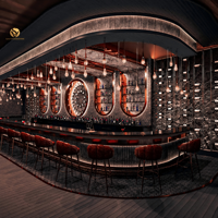 Conception de comptoir de bar commercial 3D, idée de comptoir de bar à vin classique, concept de comptoir de bar personnalisé pour café et restaurant, sortie d'usine