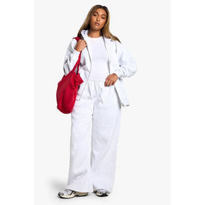Conjunto deportivo informal con logotipo personalizado OEM, sudadera corta con capucha y pantalones deportivos de dos piezas para mujer. - Product Image 1