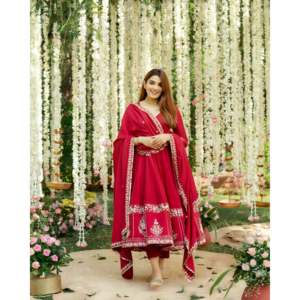 Vestido de Noche Anarkali de Diseñador con Bordado de Lentejuelas e Hilo - Product Image 4