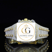 Großhandel Roségold Moissanit Diamant Edelstahl Analoguhr für Herren Premium Luxus Bling Armbanduhr Weltweit Lieferbar