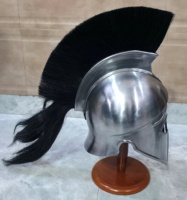 Casque de Centurion Romain Médiéval avec Crête en Crin Noir Fait Main en Acier Grec Spartan pour Reconstitutions Historiques et Costumes de Fête d'Halloween