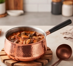 Rose Gold Copper Utensils Metal Sauce <b>Pan</b> With Attach Aluminium <b>Handle</b> And Lid For Kitchenware Hotel Restaurant - Product Image 6