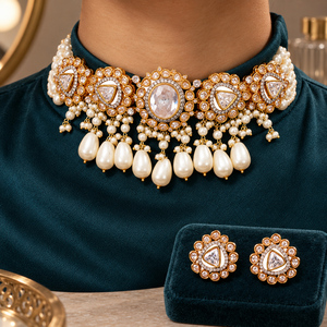 Juego de Collar y Pendientes de Perlas CZ Trillion de Calidad Premium, Suministro al por Mayor - Product Image 5