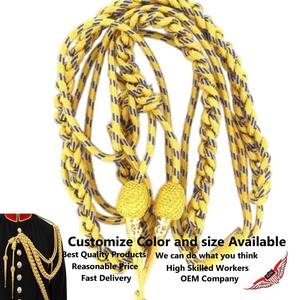 Aiguillette al por mayor, dorada y azul, tamaño completo, con etiquetas doradas, cordón de hombro de Mylar - Product Image 2