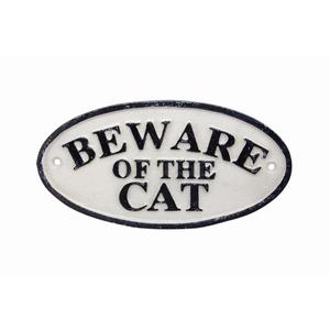 Plaque décorative « Faites attention au chat » à fixer au mur et à la porte, en fonte, style vintage, panneau d'avertissement général, prix avantageux - Product Image 1