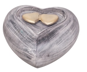 Urna Funeraria Estilo Americano en Forma de Corazón, Color Mármol Azul con Corazones Dorados, Diseños Personalizables para Adultos - Product Image 1