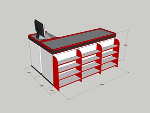 Comptoir de caisse moderne One Tech de 1,8 m, structure métallique thermolaquée, plateau en acier inoxydable, comptoir de caisse pour magasin de détail - Product Image 2