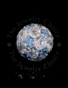 28 Carat Blue White Lab Created Diamond Ball Charm 14Kt White Gold Hexagon Cut Invisible Setting Geometric Sphere Pendant - Product Image 2