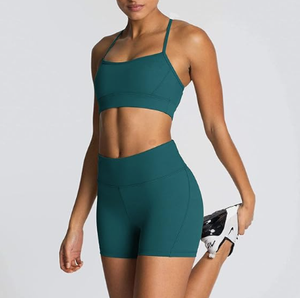 Ensemble de yoga personnalisable, ensemble d'entraînement 2 pièces pour femmes |   Tissu respirant à séchage rapide, extensible dans quatre directions, en spandex et polyester pour le yoga - Product Image 5