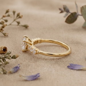 Minimalist Moissanite Engagement <b>Ring</b> <b>Thin</b> Gold Solitaire <b>Ring</b> Dainty Diamond Promise <b>Ring</b> For Women - Product Image 2