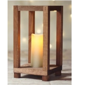 Ensemble de trois lanternes décoratives en bois pour la décoration de la maison, lanternes à bougies brunes pour les centres de table de mariage - Product Image 5