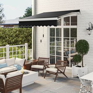 8FT X 6.6FT Retractable Awning for Patios Manual Exterior Sun Shade Folding Black Deck <b>Window</b> <b>Cover</b> UV Protection Terraces 3m - Product Image 2