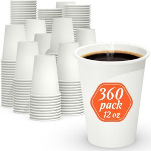 360 Bicchieri di Carta Bianchi Usa e Getta da 12 oz, Antigoccia e Sicuri per Alimenti, per Bevande Calde o Fredde - Product Image 1
