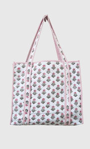 Sac fourre-tout bohème en coton avec imprimé cactus rose, ouvert en dessus, sac de shopping pour femme, utilisable toutes saisons - Product Image 5