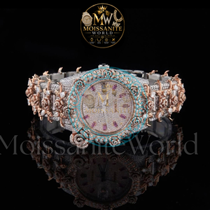 <b>Rose</b> <b>Gold</b> Tone Stainless Steel Watch Bracelet Mechanical Analog <b>Dress</b> Date Full Diamond Look Crystal Dial Jewelry Style Party - Product Image 3