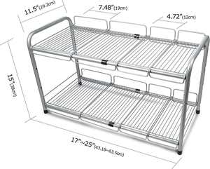 Under Sink 2-Tier Expandable Cabinet Organizer <b>Storage</b> Shelf Adjustable <b>Kitchen</b> Bathroom <b>Storage</b> Rack - Product Image 5
