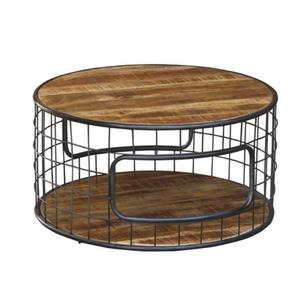 <b>Round</b> Wood <b>Coffee</b> <b>Table</b> with <b>Black</b> Metal Legs Handmade Midcentury Modern Design Lightweight Eco-Friendly Living Room Furniture - Product Image 4
