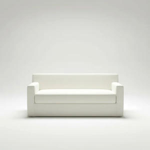 Sofá Moderno Compacto de 3 Plazas, Tapizado en Tela Blanca, de Perfil Bajo y Lujo, con Brazos Ajustables y Patas Ocultas - Product Image 3