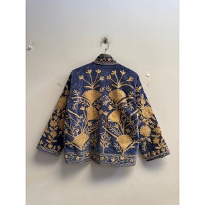 Veste élégante en velours avec broderie florale dorée, col mandarin, manches longues, style automne, vêtements d'extérieur pour femmes - Product Image 6