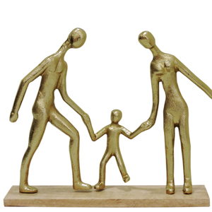 Escultura Familiar Moderna de Aluminio - Figura Abstracta de Padre e Hijo, Decoración Artística para el Hogar, Estatua para Estantes y Mesas - Product Image 1