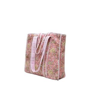 Bolso Tote Floral Jaal Bohemio, Bolso de Mano de Verano, Forro de Algodón Resistente al Agua, Estampado Tradicional Hecho a Mano, Abierto, para la Playa - Product Image 5