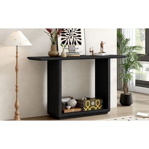 Consolle Mirod Elegante e Minimalista in Legno Naturale Impiallacciato con Angoli Curvi e Base a U per Facile Posizionamento nell'Arredamento Domestico - Product Image 4