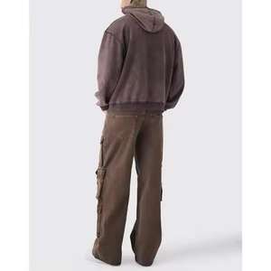 Sudadera con Capucha de Algodón French Terry con Lavado Ácido y Efecto Desgastado Vintage para Hombre, Precio Mayorista, MOQ Bajo - Product Image 4