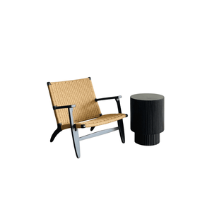 Chaise longue de jardin en teck tressé de style scandinave nordique avec accoudoirs en corde pour balcon, patio, salon et café - Product Image 2