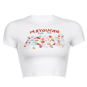 เสื้อยืดถักสีขาว คอกลม แขนกุด เซ็กซี่ ทรงครอป ท็อปเข้ารูป ยืดหยุ่นได้ สำหรับผู้หญิง สไตล์สตรีทแวร์ - Product Image 3