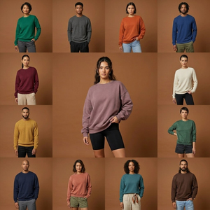 เสื้อสเวตเชิ้ตคอกลมทรงโอเวอร์ไซส์สำหรับทุกเพศ ผลิตในบังคลาเทศ ผ้าฝ้าย 100% สีพื้น ขายส่งเสื้อสเวตเชิ้ตผู้ชาย - Product Image 2