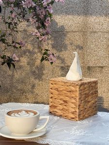 Boîte à mouchoirs portable en jacinthe d'eau, faite à la main, écologique, de haute qualité, style vintage, couleur et logo personnalisables, pour la table et la salle à manger - Product Image 5