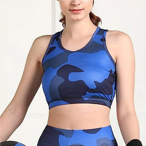 Women <b>Blue</b> Black Camo Print Sport <b>Bra</b> Yoga Running Fitness Workout Crop Top Breathable Activewear Training Exercise Wear - Product Image 5