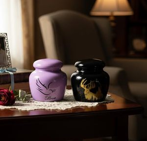 Contemporary Aluminum <b>Keepsake</b> Cremation Urn <b>Memorial</b> Ash Holder Featuring Decorative Secure Lid And Elegant Matte Texture - Product Image 3