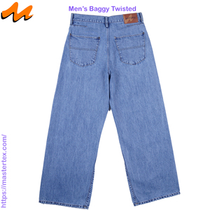 Men's Baggy Light Blue Twisted Loose Fit Denim Five Pocket Vertical <b>Dart</b> 11.09 OZ - Product Image 2