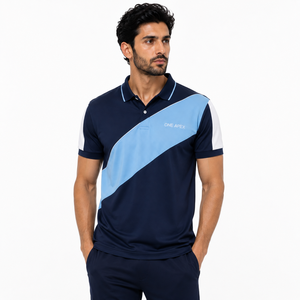 ONE APEX Men's Navy Blue <b>Polyester</b>/Cotton Performance for <b>Shirt</b> Front Logo Breathable Quick Dry Regular Fit Casual Team Uniform - Product Image 5