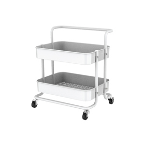 Chariot de rangement à 2 niveaux sur roulettes, étagère utilitaire en métal pour cuisine, salle de bain, bureau - Product Image 2